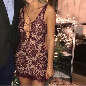 Tobi Maroon Lace Dress